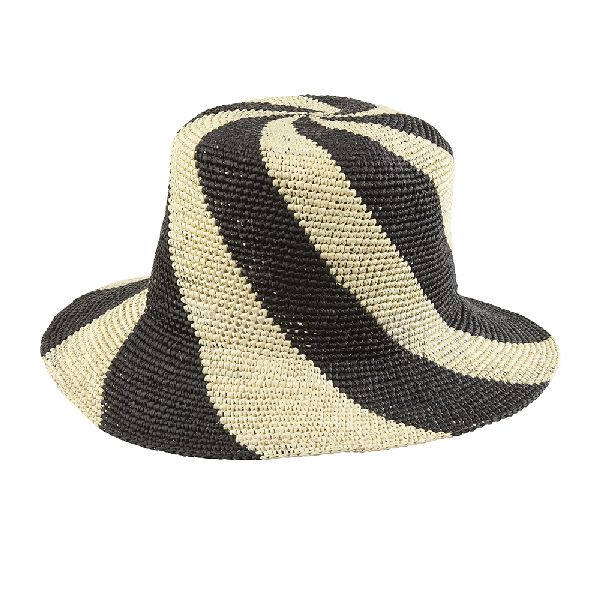 Ladies Black Natural Spiral Crochet Panama